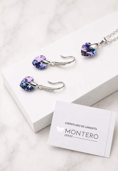 Conjunto Romance Plata 925 Cristal Swarovski® Vitral Light