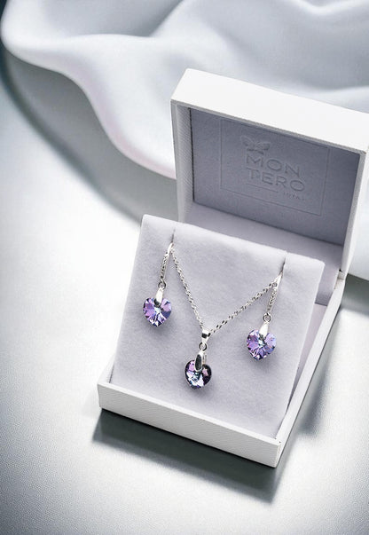 Conjunto Romance Plata 925 Cristal Genuino Vitral Light