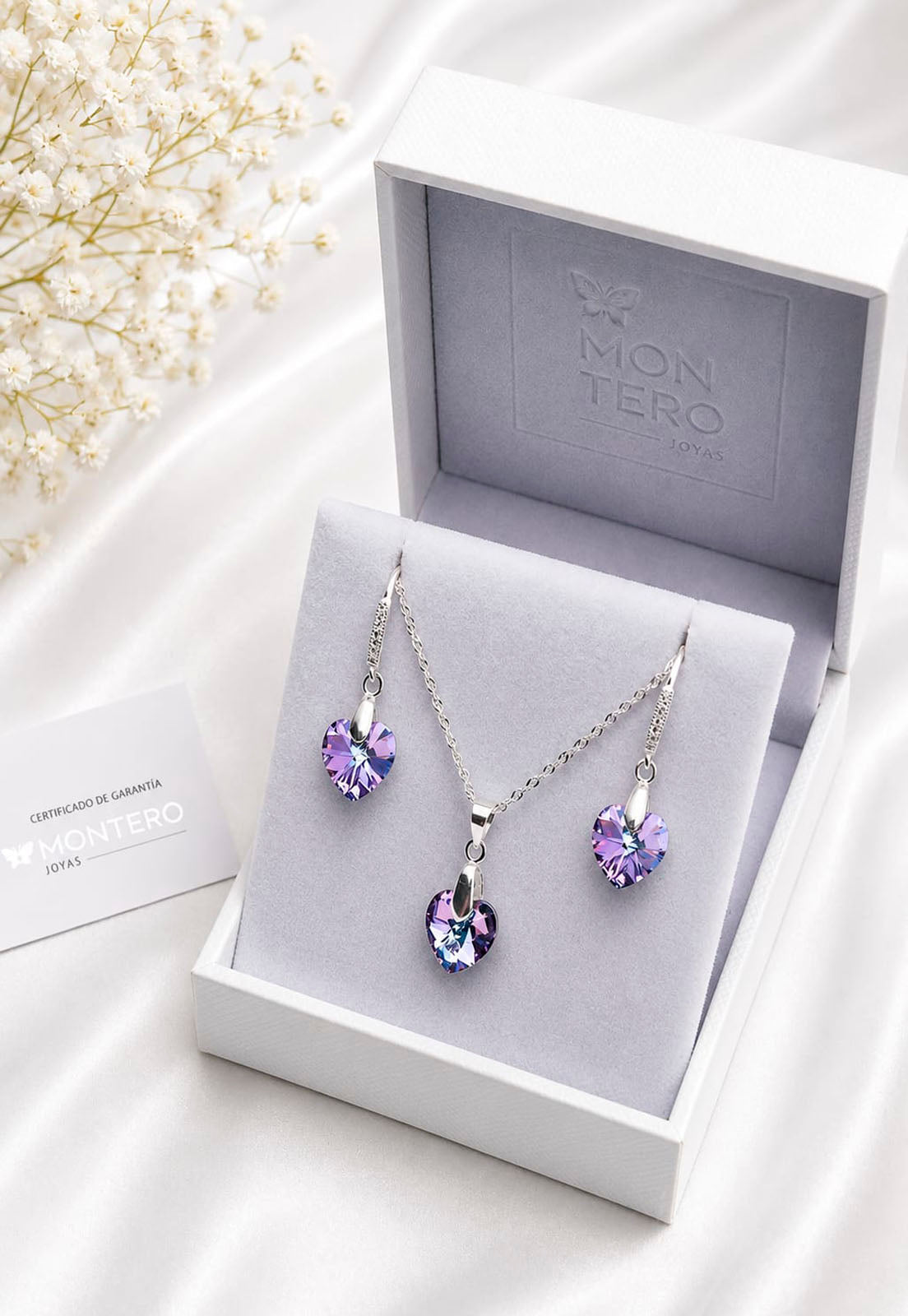 Conjunto Romance Plata 925 Cristal Swarovski® Vitral Light