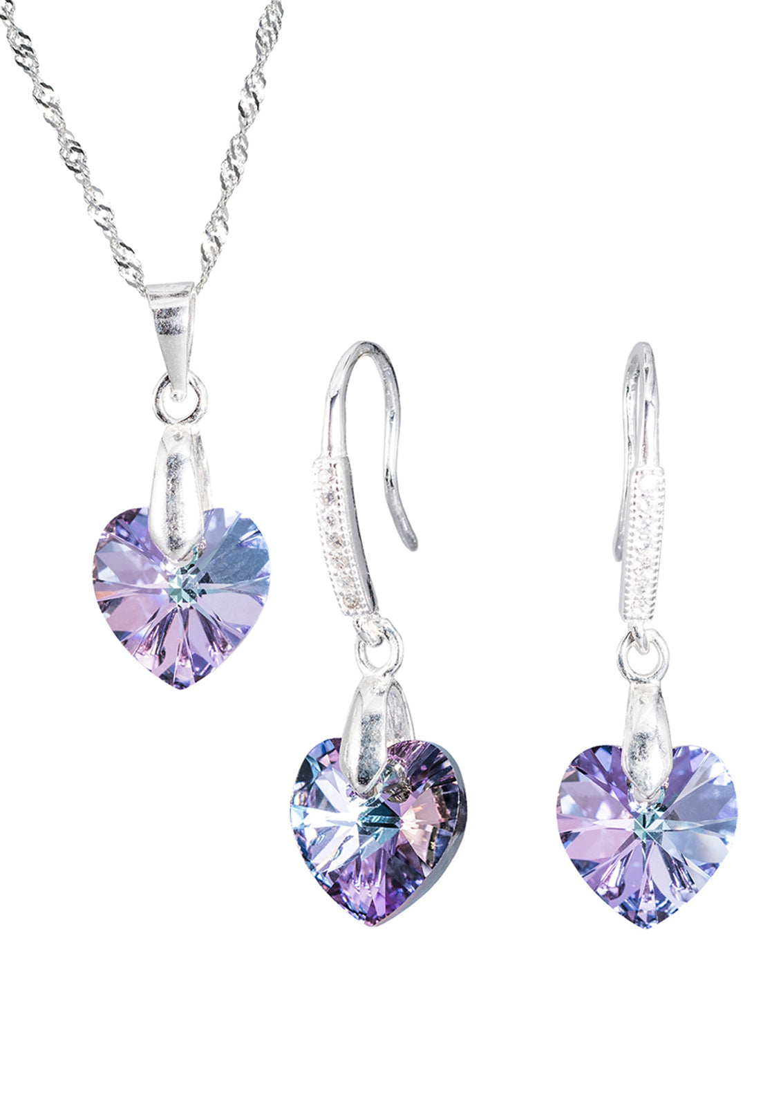 Conjunto Romance Plata 925 Cristal Genuino Vitral Light