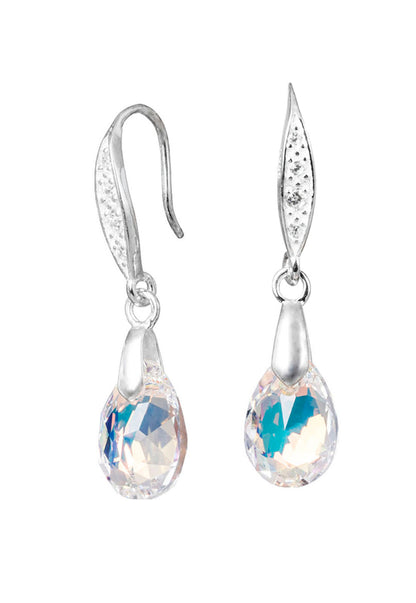 Aros Capricho Plata Italiana 925 Cristal Genuino Aurora Boreal