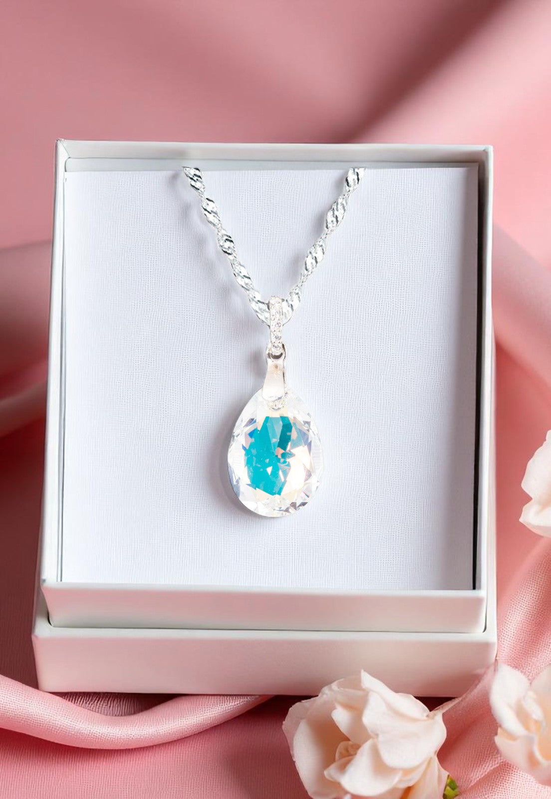 Collar Capricho Plata 925 Cristal Genuino Aurora Boreal