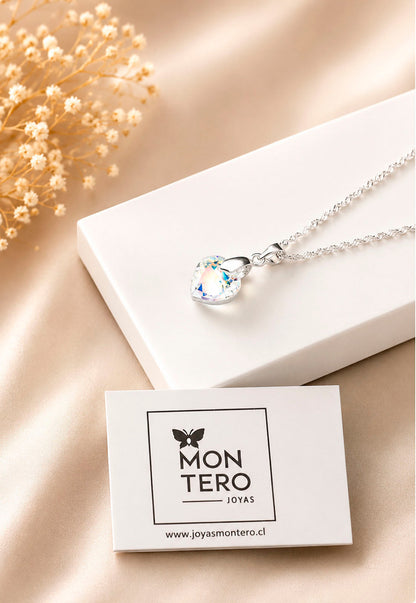 Collar Amor Plata 925 Cristal Swarovski® Aurora Boreal