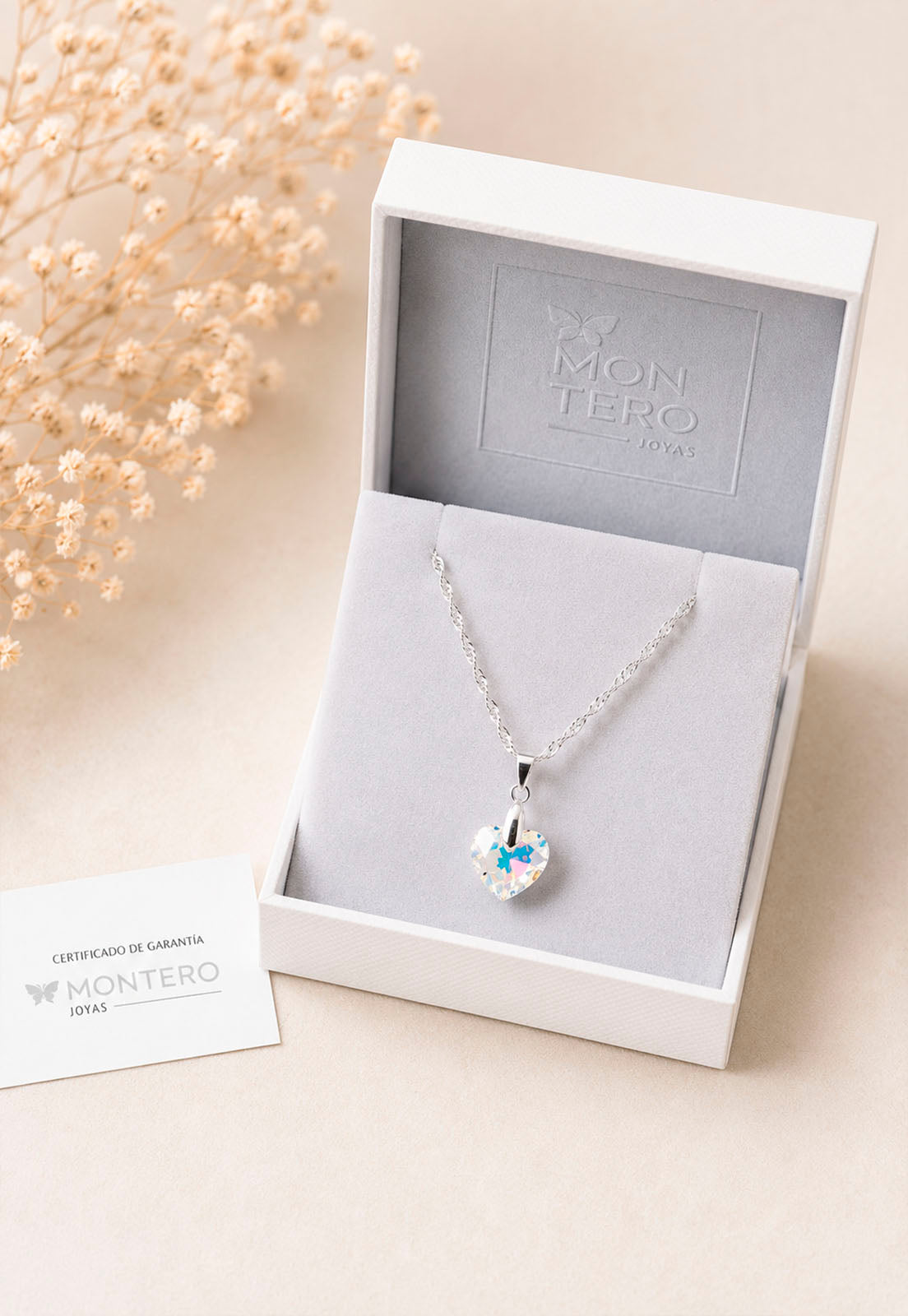 Collar Amor Plata 925 Cristal Swarovski® Aurora Boreal