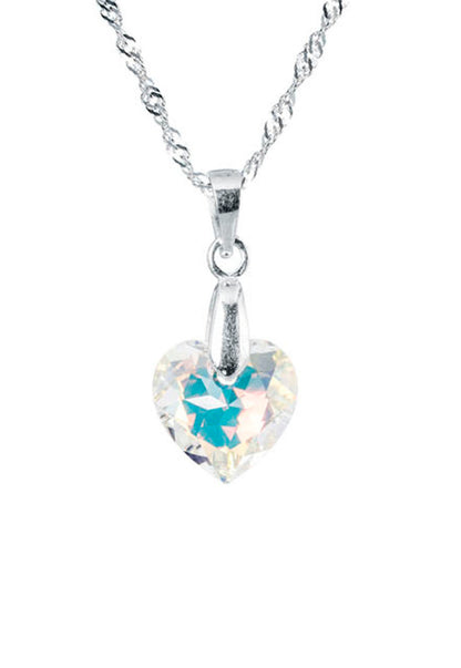 Collar Amor Plata 925 Cristal Genuino Aurora Boreal