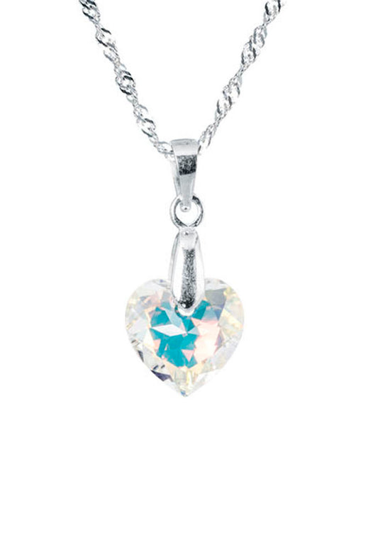 Collar Amor Plata 925 Cristal Genuino Aurora Boreal