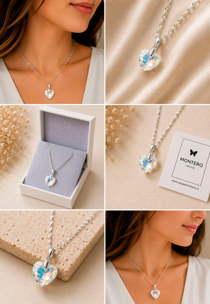 Collar Amor Plata 925 Cristal Swarovski® Aurora Boreal