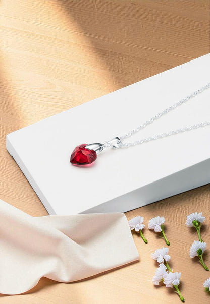 Collar Amor Plata 925 Cristal Genuino Siam