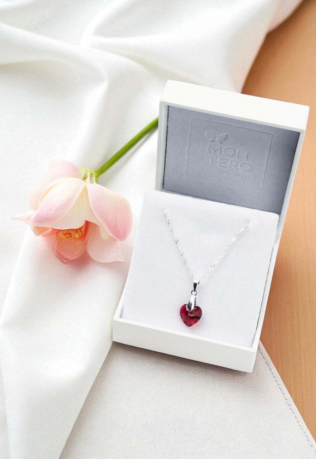 Collar Amor Plata 925 Cristal Genuino Siam