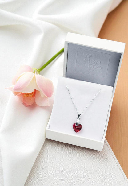 Collar Amor Plata 925 Cristal Genuino Siam