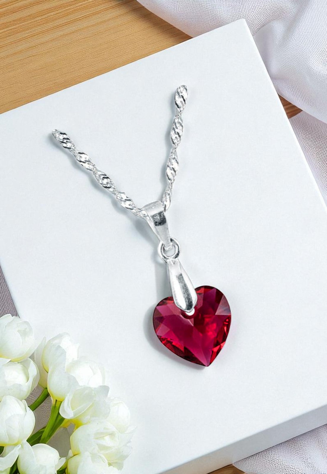 Collar Amor Plata 925 Cristal Genuino Siam