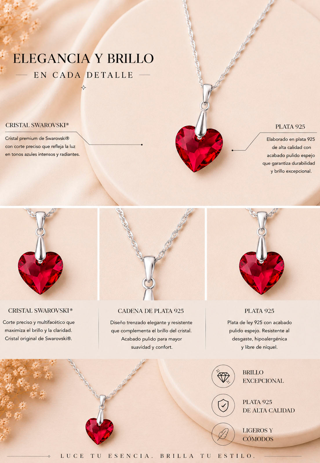 Collar Amor Plata 925 Cristal Swarovski® Siam