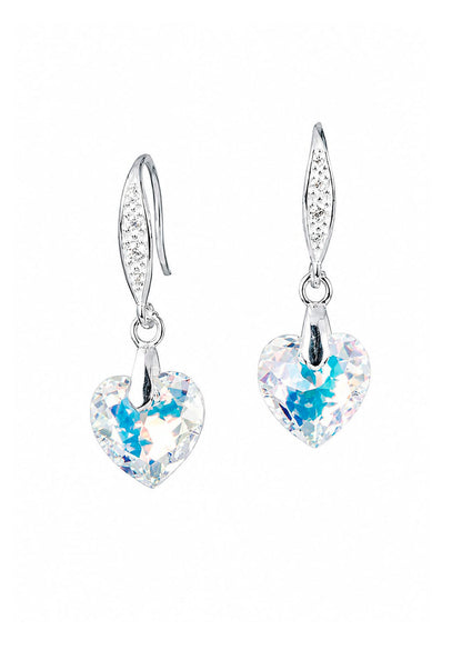 Aros Amor Plata 925 Cristal Swarovski® Aurora Boreal