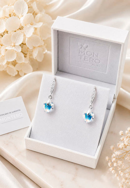 Aros Amor Plata 925 Cristal Swarovski® Aurora Boreal