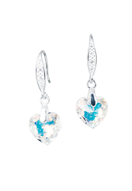 Aros Amor Plata 925 Cristales Genuinos Aurora Boreal