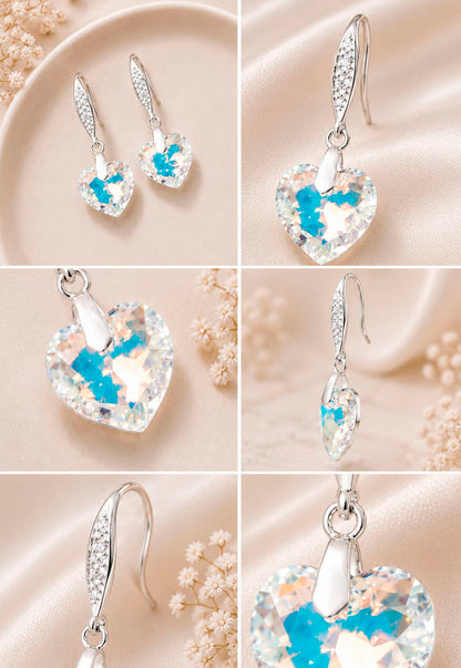Aros Amor Plata 925 Cristal Swarovski® Aurora Boreal