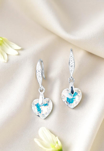 Aros Amor Plata 925 Cristales Genuinos Aurora Boreal