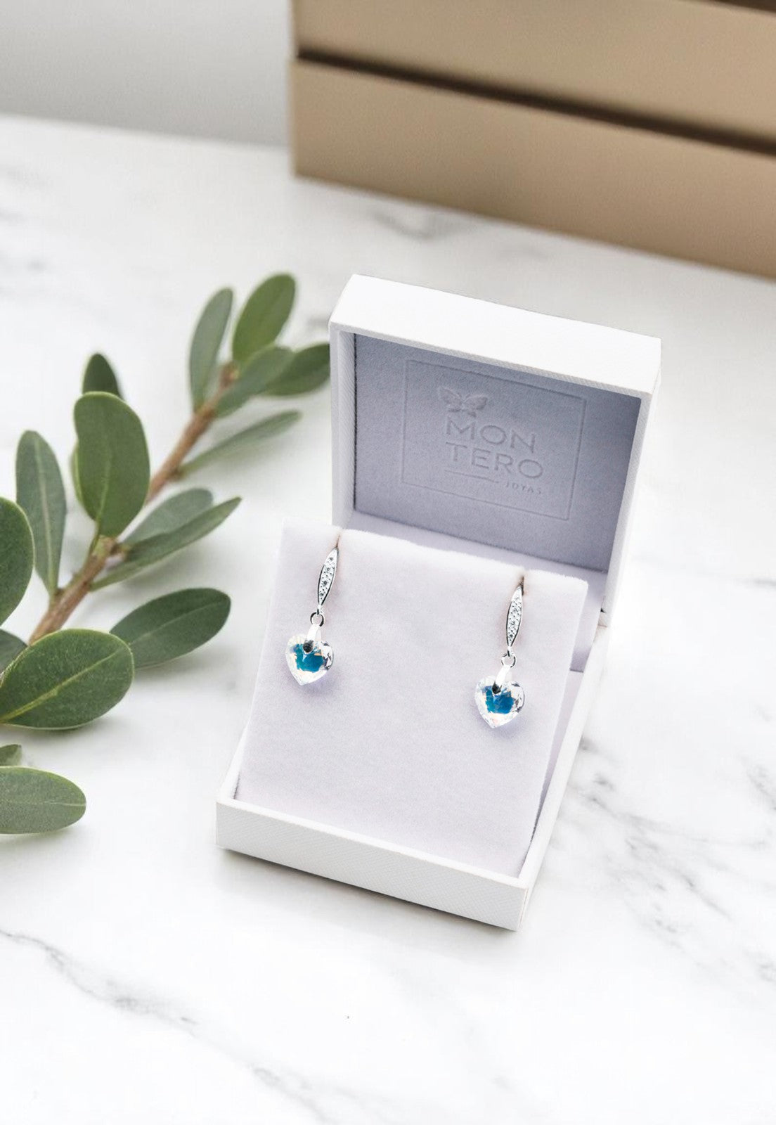 Aros Amor Plata 925 Cristales Genuinos Aurora Boreal