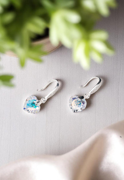 Aros Amor Plata 925 Cristales Genuinos Aurora Boreal