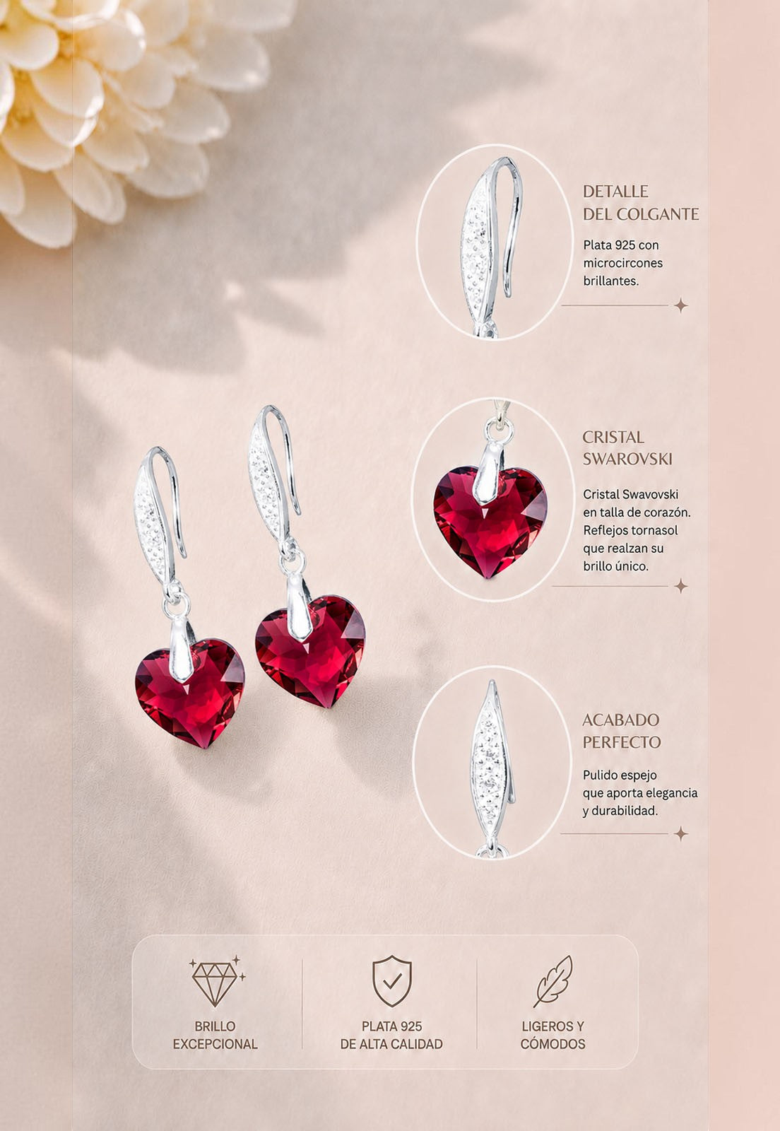 Aros Amor Plata 925 Cristal Swarovski® Scarleth