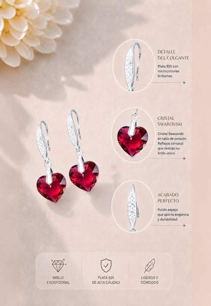 Aros Amor Plata 925 Cristal Swarovski® Scarleth