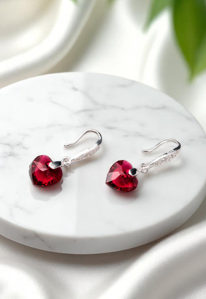 Aros Amor Plata 925 Cristales Genuinos Scarleth