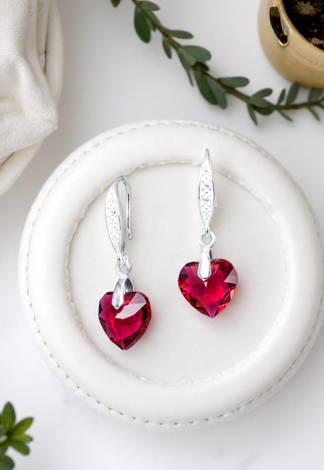 Aros Amor Plata 925 Cristales Genuinos Scarleth