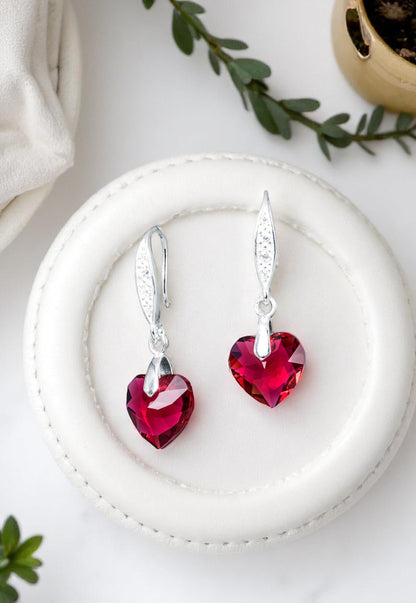 Aros Amor Plata 925 Cristales Genuinos Scarleth