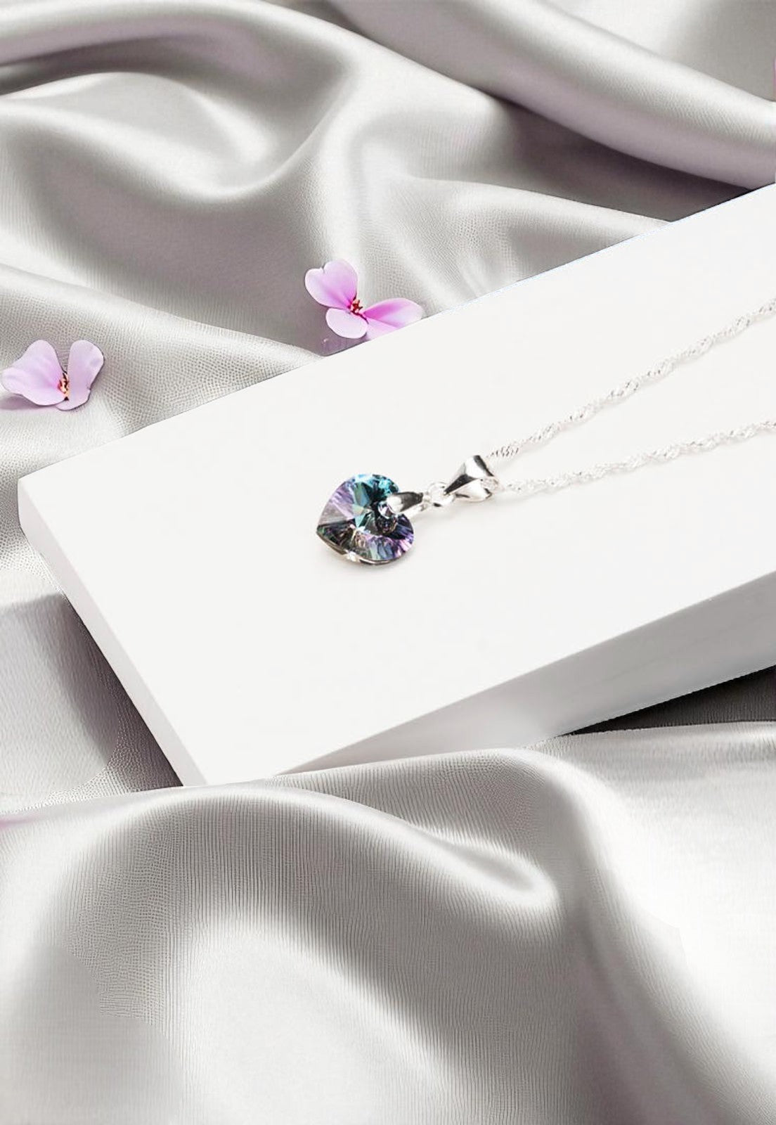 Collar Romance Plata 925 Cristal Genuino Vitral Light