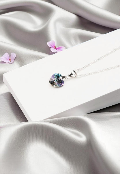 Collar Romance Plata 925 Cristal Genuino Vitral Light