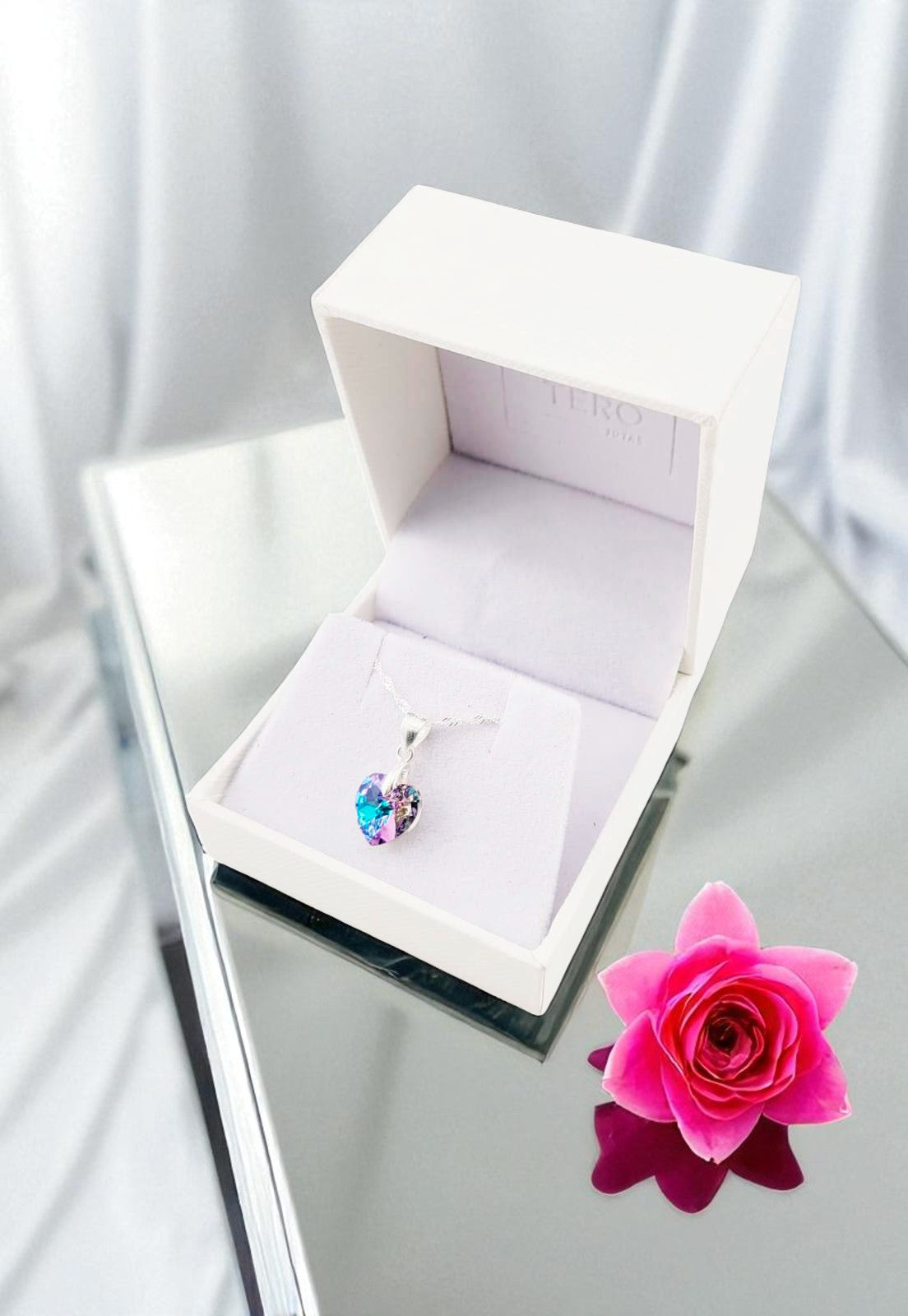 Collar Romance Plata 925 Cristal Genuino Vitral Light