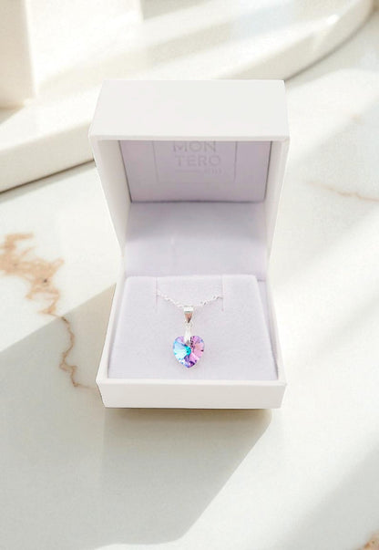 Collar Romance Plata 925 Cristal Genuino Vitral Light