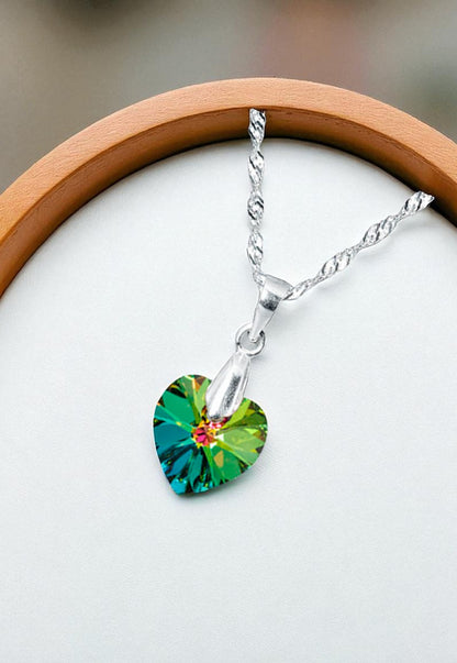 Collar Romance Plata 925 Cristal Genuino Vitral Medium