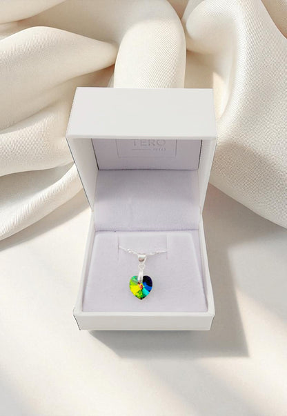 Collar Romance Plata 925 Cristal Genuino Vitral Medium