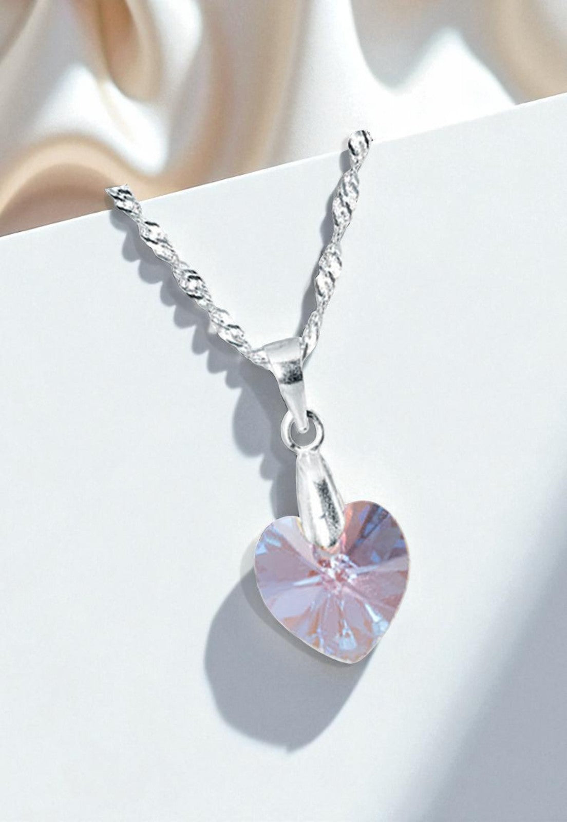 Collar Romance Plata 925 Cristal Genuino Light Rose