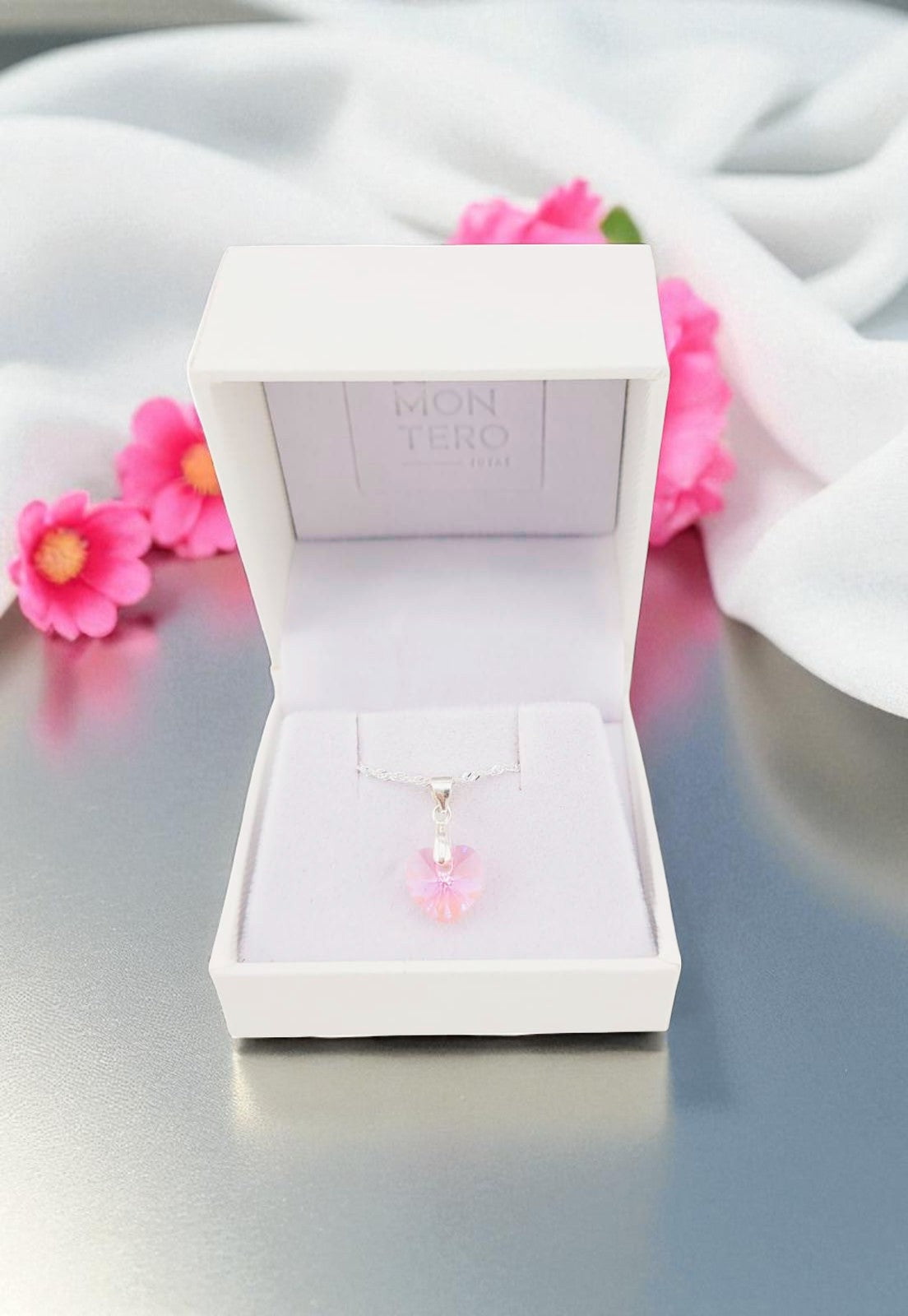 Collar Romance Plata 925 Cristal Genuino Light Rose