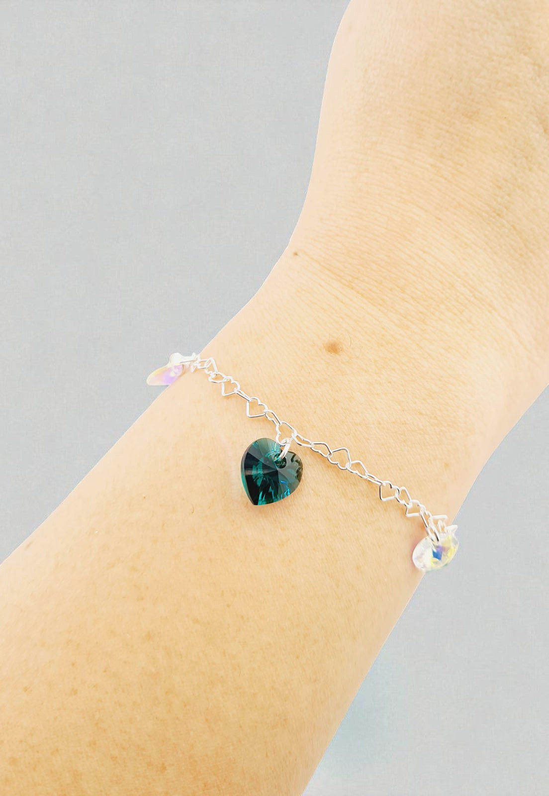 Pulsera Romance Plata Italiana 925 Cristal Genuino Emerald Shimmer