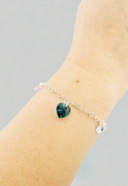 Pulsera Romance Plata Italiana 925 Cristal Genuino Emerald Shimmer