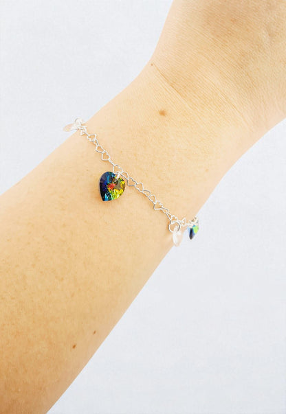 Pulsera Romance Plata Italiana 925 Cristal Genuino Vitral Medium