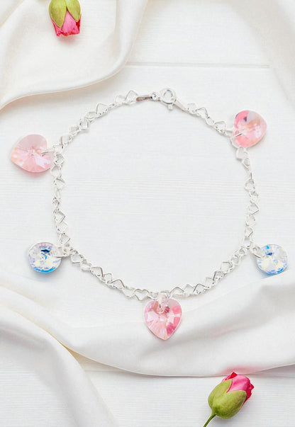 Pulsera Romance Plata Italiana 925 Cristal Genuino Rose Shimmer