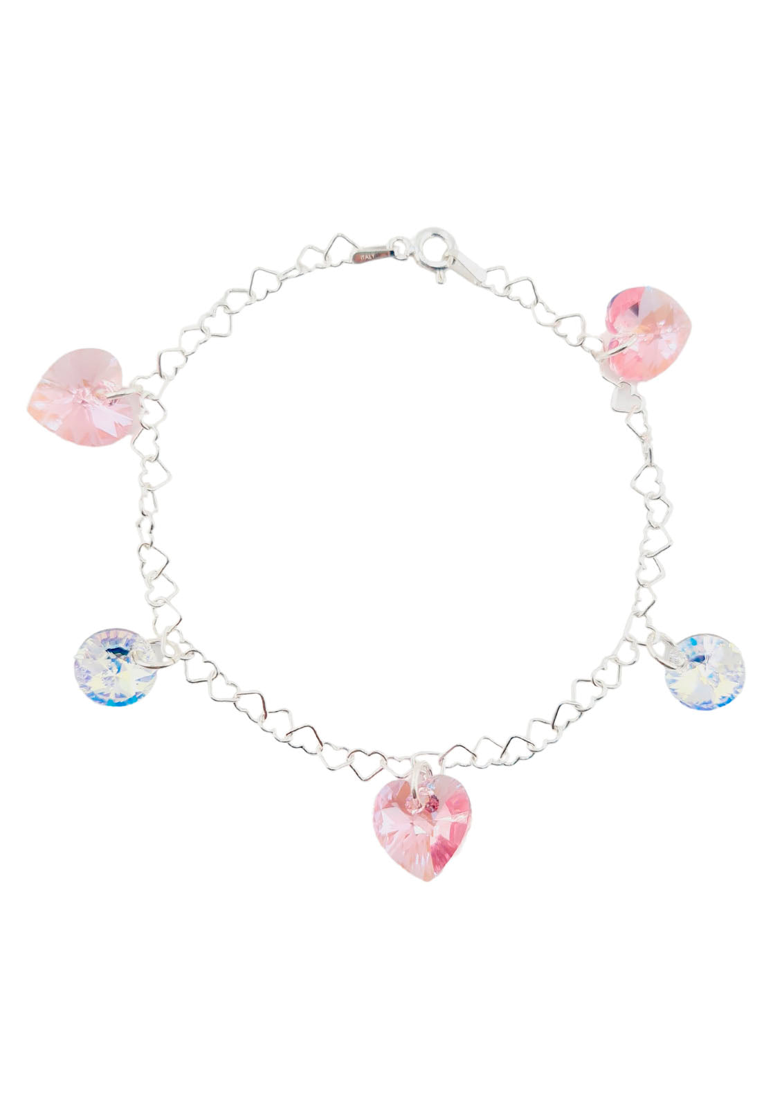 Pulsera Romance Plata Italiana 925 Cristal Genuino Rose Shimmer