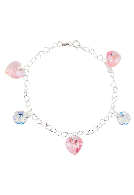 Pulsera Romance Plata Italiana 925 Cristal Genuino Rose Shimmer