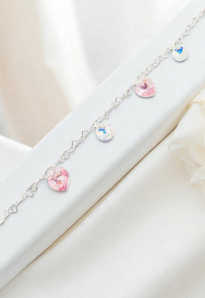 Pulsera Romance Plata Italiana 925 Cristal Genuino Rose Shimmer