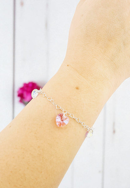 Pulsera Romance Plata Italiana 925 Cristal Genuino Rose Shimmer