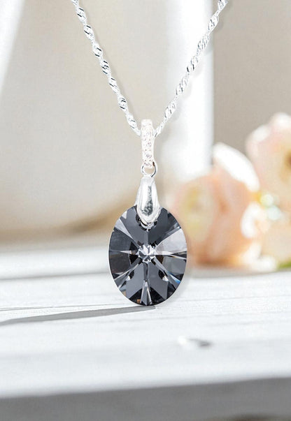 Collar Gran Praga Plata Italiana 925 y Cristales Silver Night