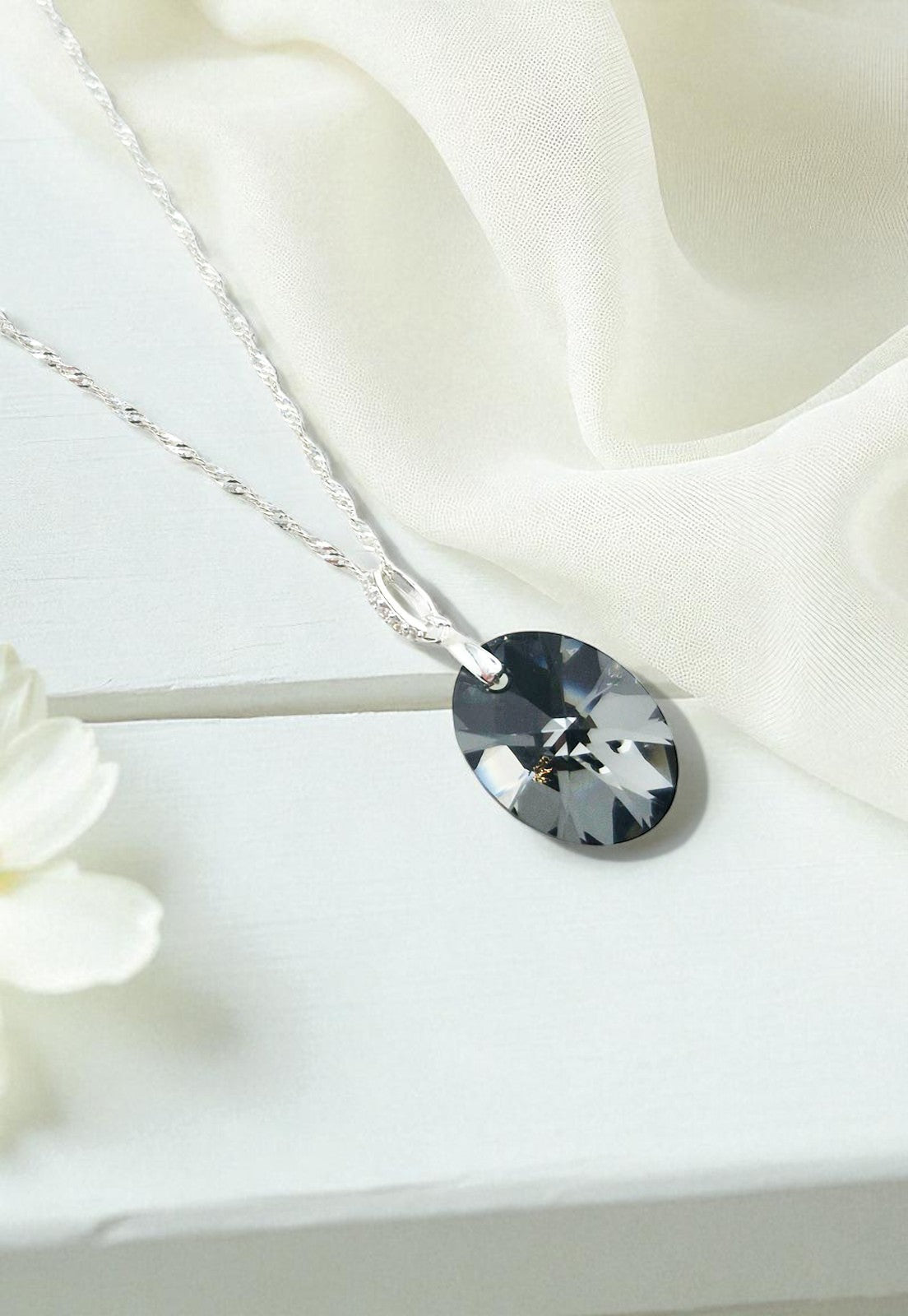 Collar Gran Praga Plata Italiana 925 y Cristales Silver Night