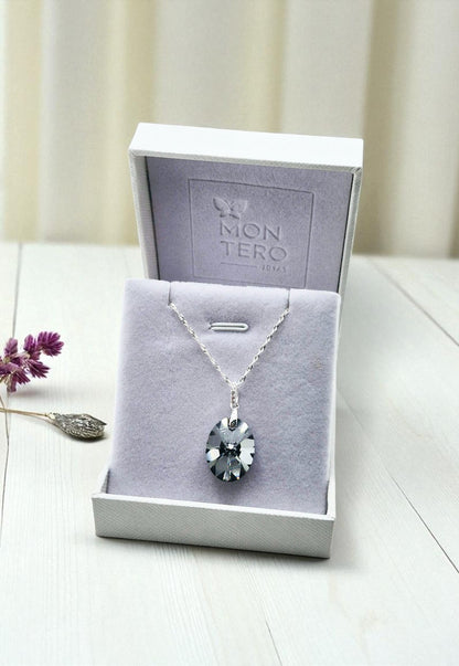 Collar Gran Praga Plata Italiana 925 y Cristales Silver Night