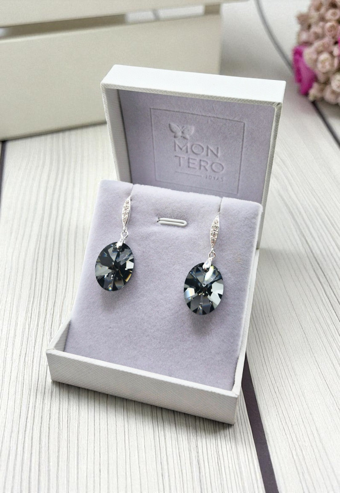 Aros Gran Praga Plata Italiana 925 Cristal Genuino