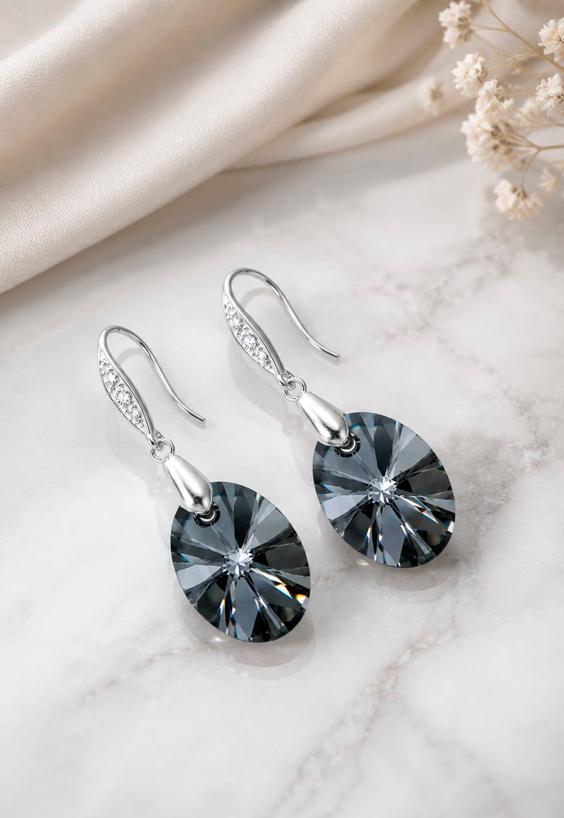 Aros Gran Praga Plata 925 Cristal Swarovski® Silver Night