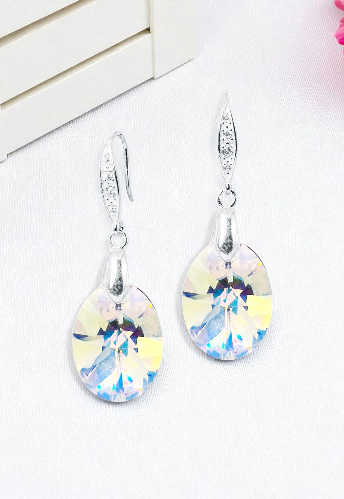 Aros Gran Praga Plata Italiana 925 Cristal Genuino